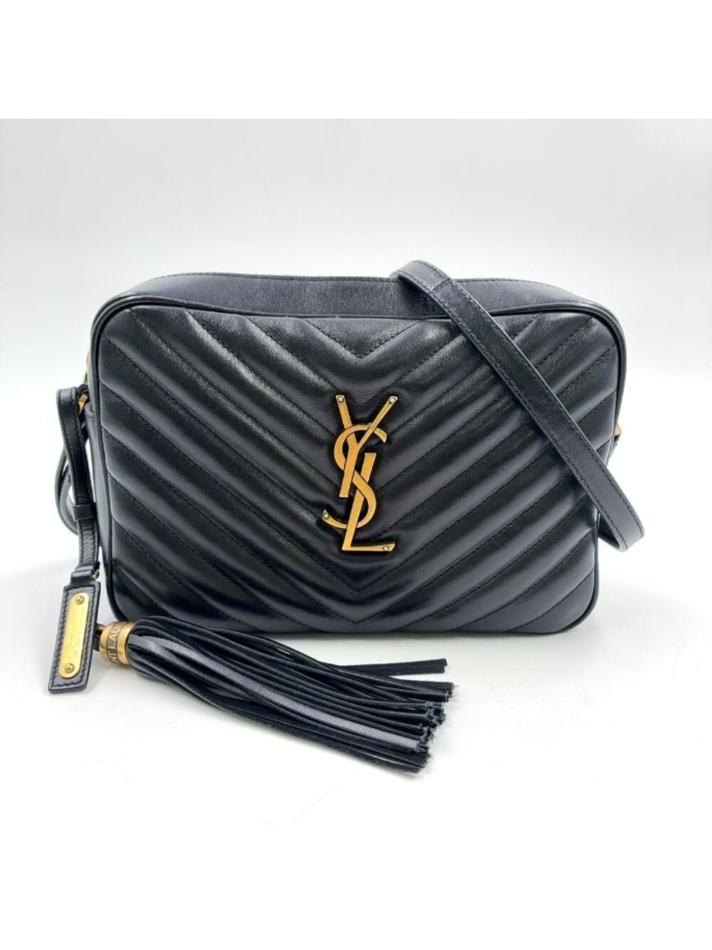 Saint Laurent Paris Lou Camera Calfskin Black Shoulder Bag Gold